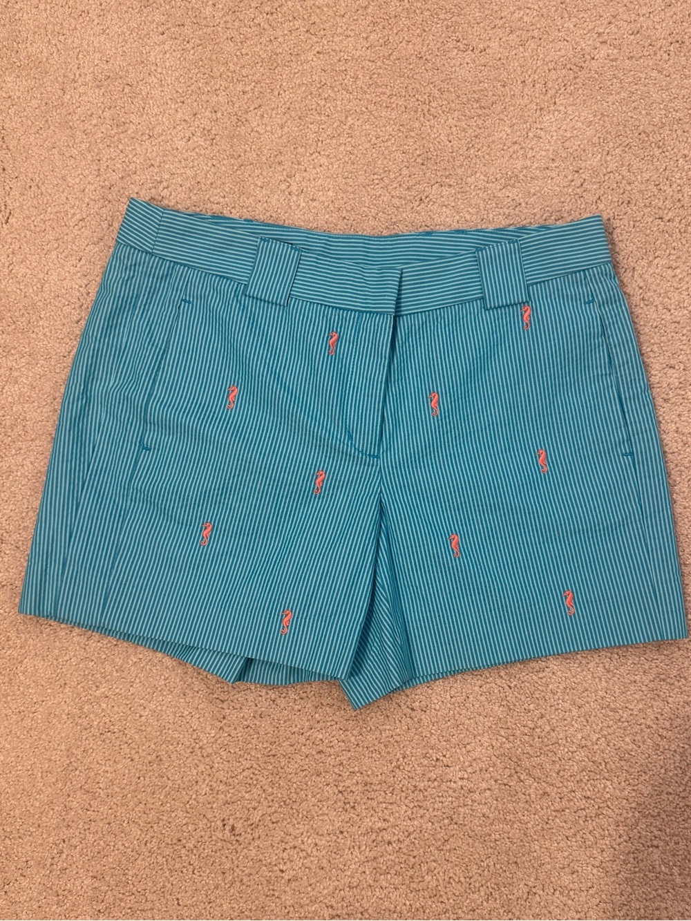 Brooks Brothers 346 Teal Striped Seahorse Embroidered Shorts – Women’s Size 6